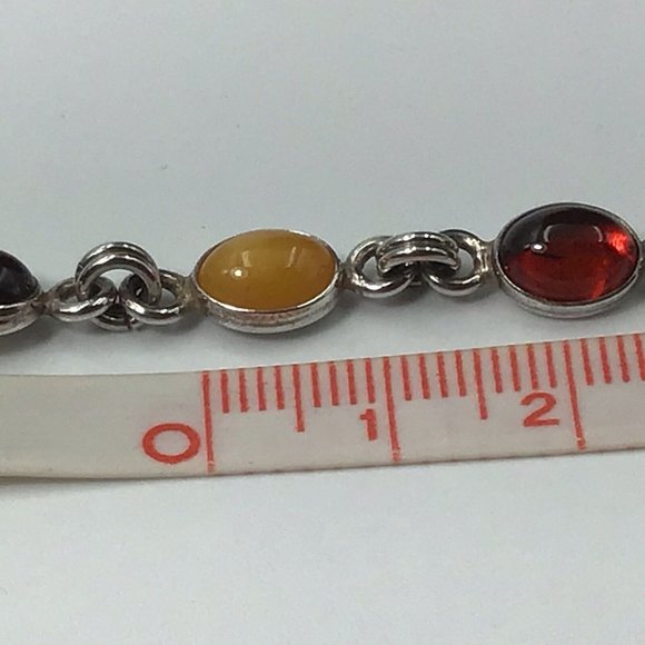 Amber Bracelet Butterscotch Cognac Sterling Silver Vintage 5x7mm 7.5” - Picture 8 of 9